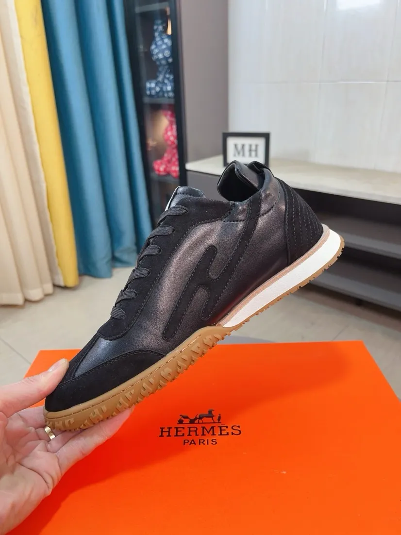 Men's shoes 💰480🌸🌸[HERMES] Hermès sneakers, the upper is made of calfskin and suede, imported materials, full of texture, the lightweight sole is decorated with contrasting patterns, creating a versatile fashion style. Size: 38-44, 45 customized